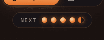 The stage rail at the top of the canvas showing the moon phases for Setup, Format, Length, Story and Next.